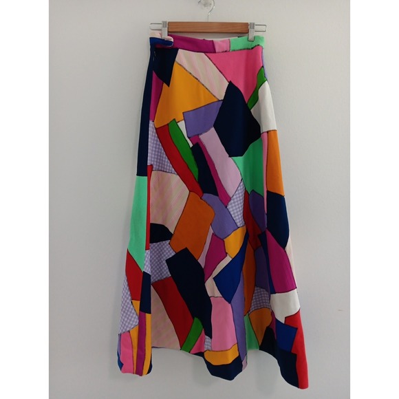 VTG Womens XS Skirt Handmade Patchwork Hippie Maxi Fit Flare 1960's RARE‎ Boho - Picture 5 of 14